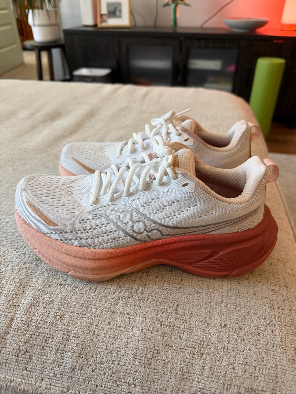 Saucony Women's White & Coral Gradient Platform Sneakers